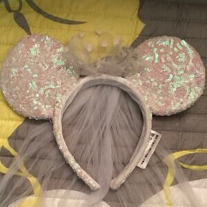 Disney Parks Minnie Mouse Bridal Ears Headband Weddings Bachelorette Parties